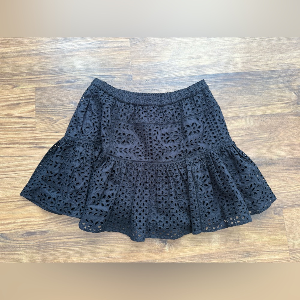 RHODE Embroidered Accent Mini
Black Eyelet Skirt